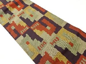 リサイクル　幾何学模様織出し名古屋帯